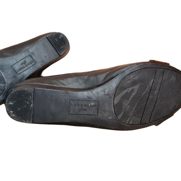 Anne Klein Shoes Woman's Black Leather Upper Balance Size 7.5 Ballet Flat - Picture 5 of 13